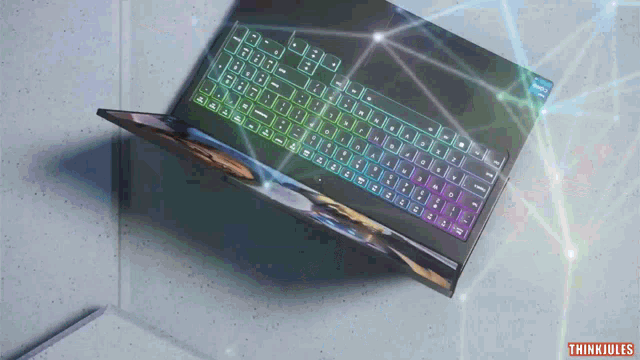 a laptop with the word think jules on the bottom right corner