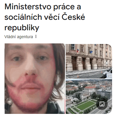 a picture of a man with a red beard and the words ministerstvo prace a socialnich veci czeche republiky