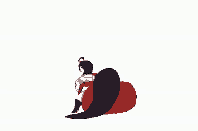 a cartoon drawing of a squirrel with a large tail