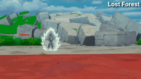 a video game scene with the words lost forest on the top