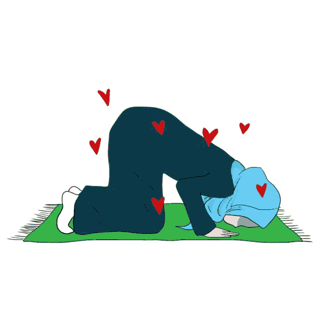 a cartoon of a woman kneeling on a green rug
