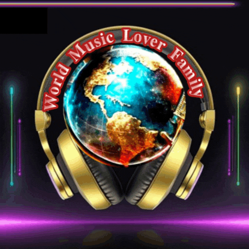 a logo for world music lover family with headphones