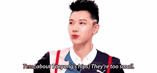 a young man is talking about taeyong 's hips they 're too small .