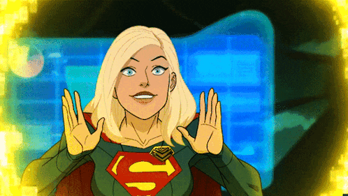 a cartoon of a woman in a superman outfit