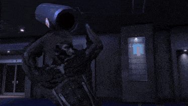 a man in a suit is being punched by another man in a suit