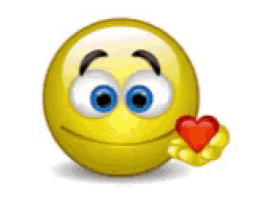 a surprised smiley face holding a red heart