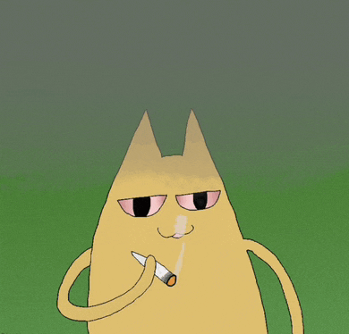 a cartoon cat is smoking a cigarette with smoke coming out of its mouth