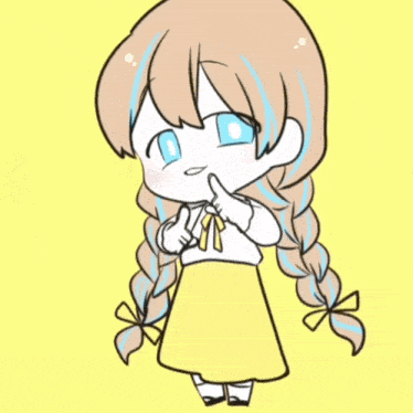 a drawing of a girl in a yellow dress with braids
