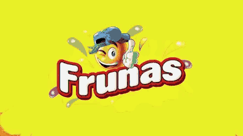 a yellow and red background with a cartoon character and the word fruit 's