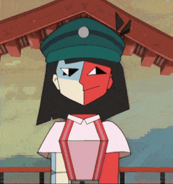a cartoon character with a green hat on