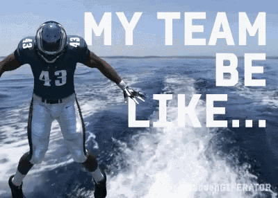 a football player with the number 43 on his jersey is on a boat in the water