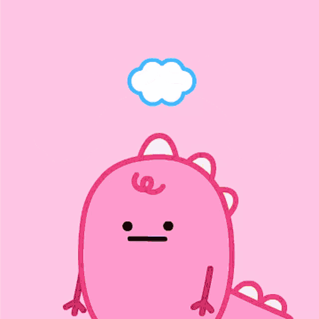 a pink cartoon character with a rainbow and the word good