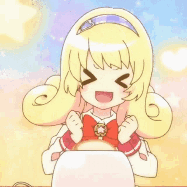 a cartoon girl with blonde hair and a star on her head