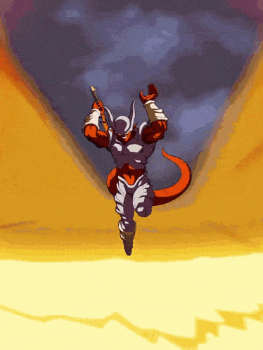 a cartoon character is flying through the air