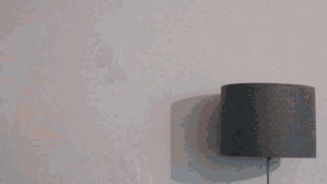 a stuffed shark is sitting in front of a lamp .