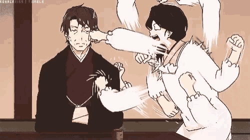a cartoon of a man being punched in the face by another man with the words royal kiss tumblr in the corner