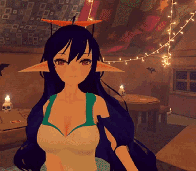 a computer generated image of a girl with long hair