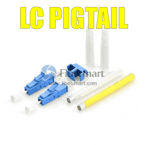 a blue lc pigtail connector with a hole in the middle
