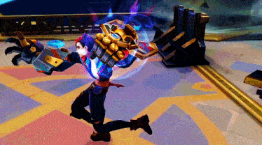 a video game character with a shield and a sword