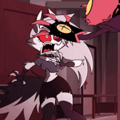 a cartoon character is standing in front of a door with a clock on her face .