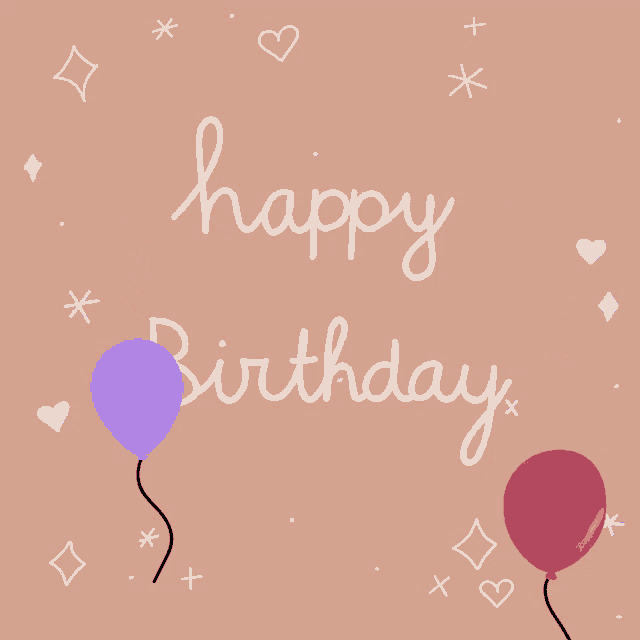 a happy birthday card with two balloons on a pink background