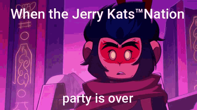 a cartoon of a monkey with the words " when the jerry kats nation party is over " on the bottom