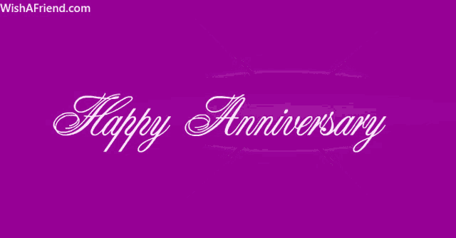 a purple background with the words happy anniversary in white letters