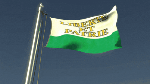 a green and white flag with liberty et patrie written on it