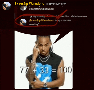 a picture of a man with a speech bubble above him that says freaky warudeno today at 12:45 pm