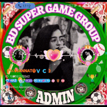 a picture of a woman in a green circle with the words bd super game group admin