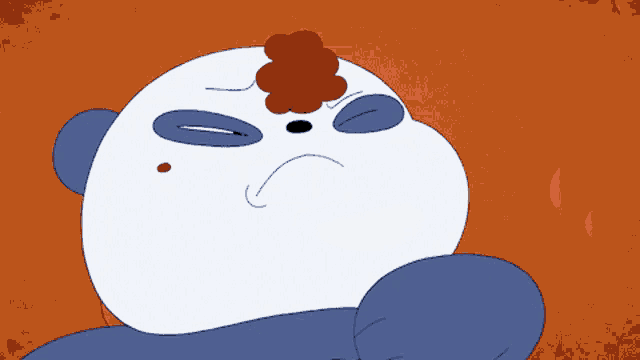 a cartoon panda bear with a flower on his forehead