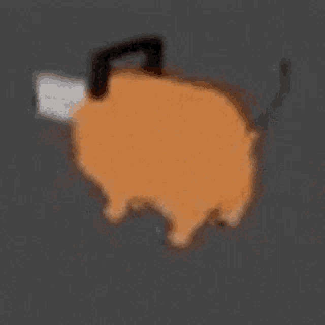 a cartoon pig is flying through the air with a smoke coming out of its nose .