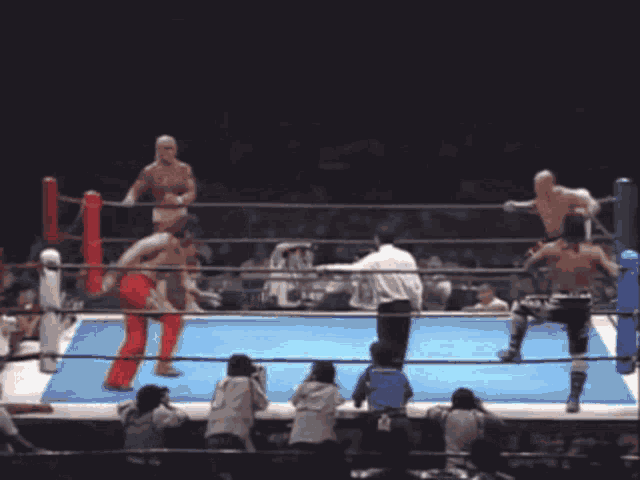 a man in red pants is jumping in the air