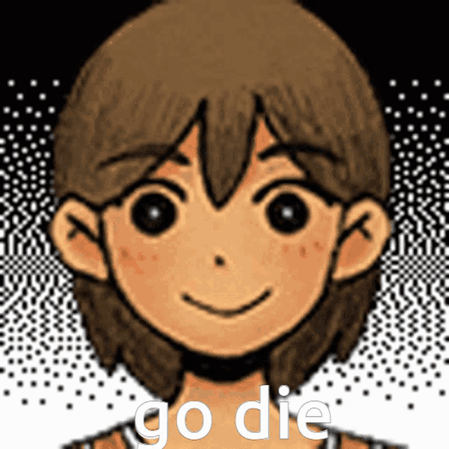 a picture of a cartoon character with the words go die written below it