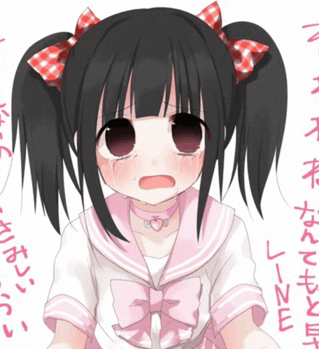 a drawing of a girl with pigtails and a choker with a heart on it