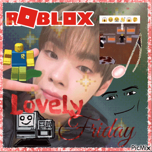 a picture of a boy with a roblox logo on it
