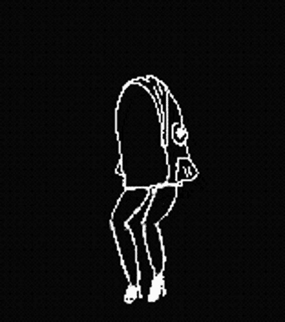 a black and white drawing of a person dancing with a backpack on their back