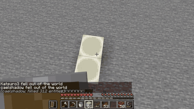 a screenshot of a minecraft game that says error fell out of the world on it