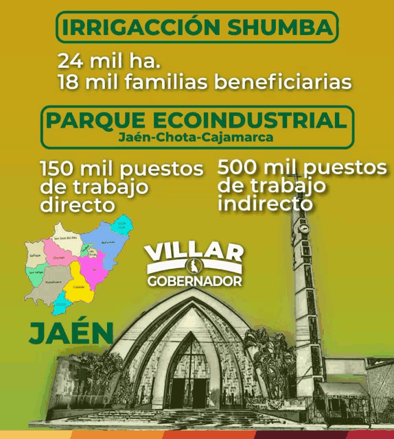 a poster that says irrigacion sumba parque ecoindustrial jaen-chota-cajamarca