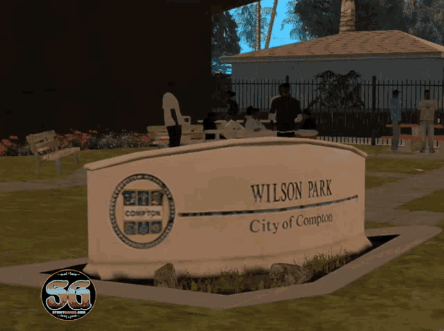 a sign that says wilson park city of compton on it