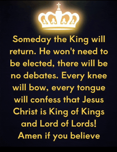a poster with a crown and the words someday the king will return