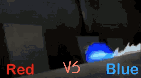a red vs blue graphic with a blue object