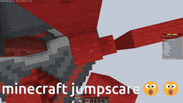 a screenshot of a minecraft game with the words minecraft jumpscare below it