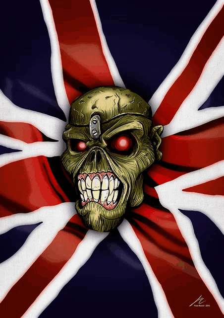 a british flag with a skull on it