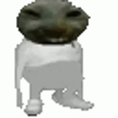 a pixel art drawing of a cat with a big head and a smaller body .