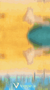 a pixel art of a person standing next to a body of water with the word viggle at the bottom of the image