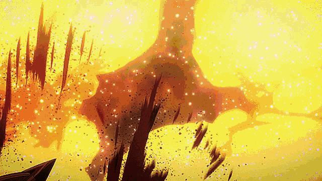 a yellow background with a silhouette of a person in the foreground