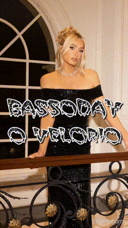 a woman in a black dress is standing in front of a window with the words bassoday o velorio