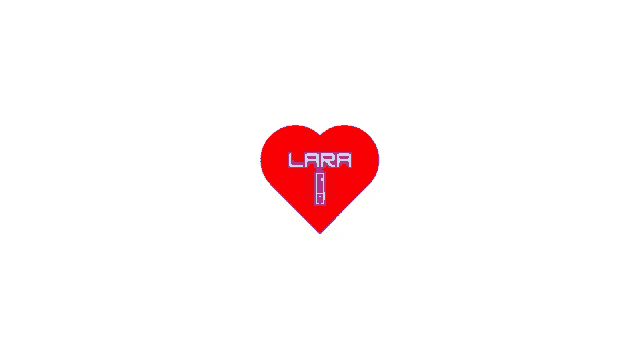 a red heart with lara written on it