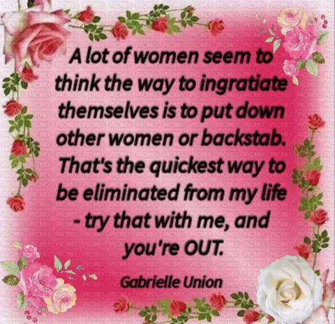 a quote from gabrielle union is surrounded by pink roses